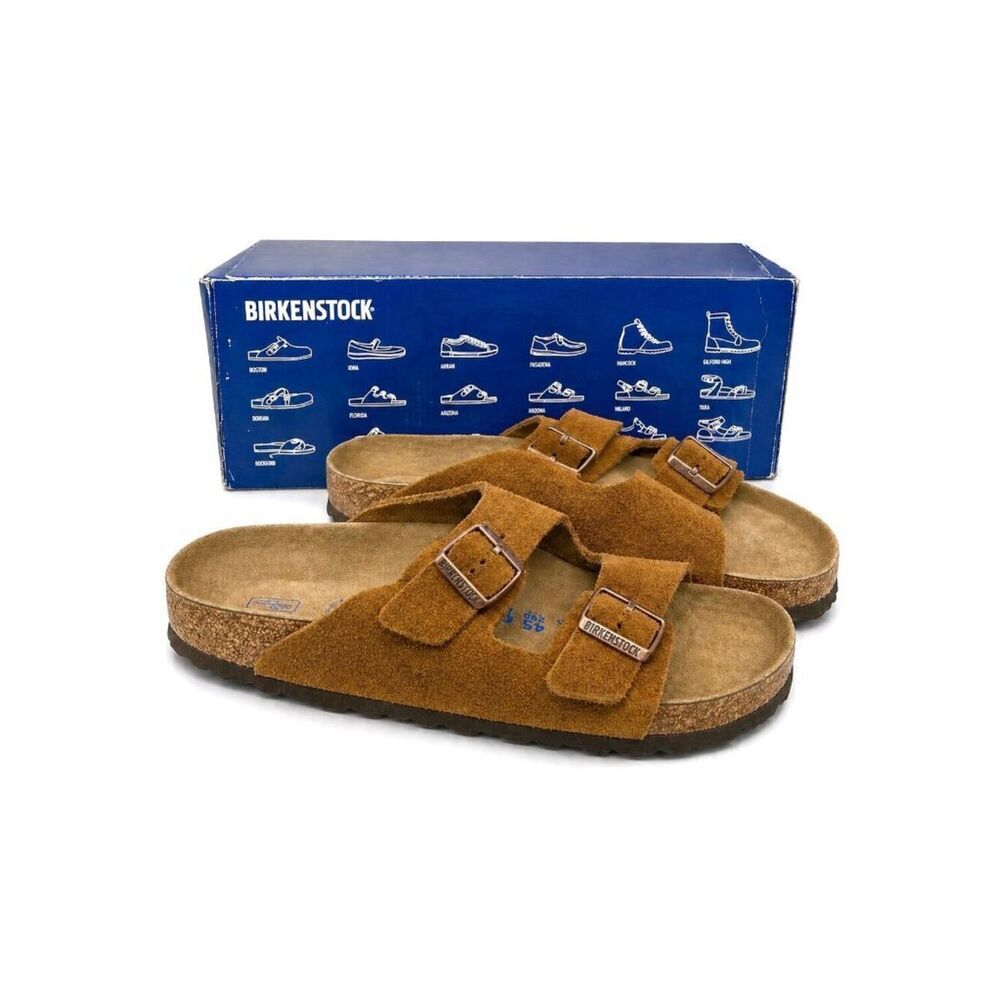 Birkenstock Arizona Mink Leather Suede 2 Strap Sandal EU 45 Regular Soft Footbed